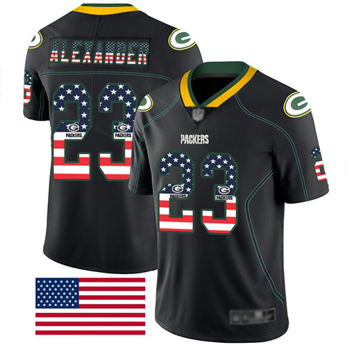 Green Bay Packers Limited Black Men #23 Alexander Jaire Jersey Nike NFL Rush USA Flag->nfl t-shirts->Sports Accessory